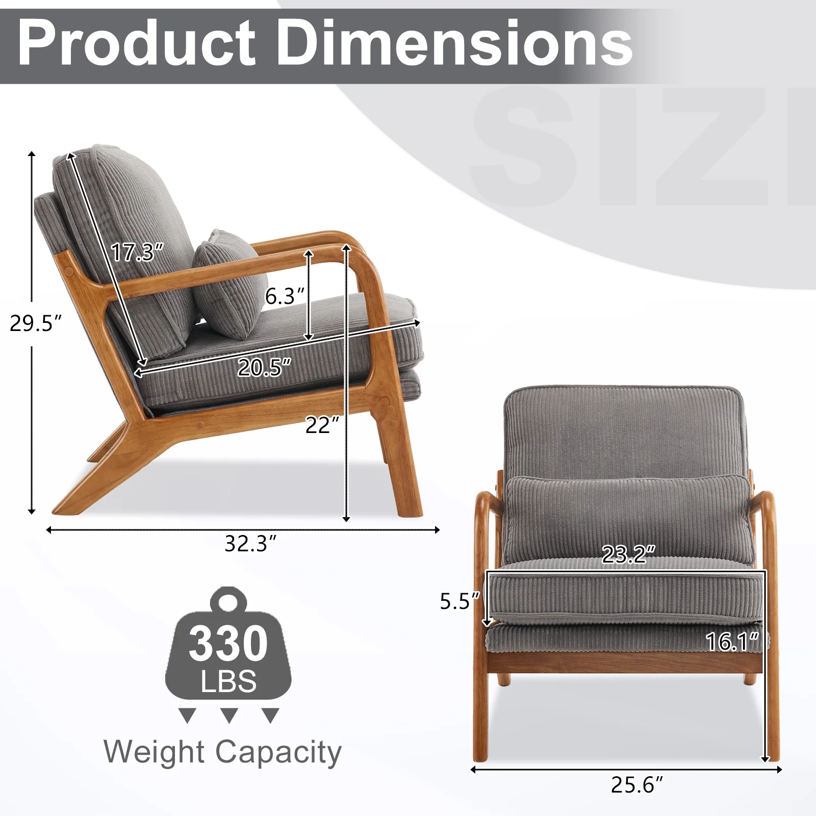 Ktaxon Accent Chair Corduroy Upholstered Armchair, Reading Club Chair with Pillow and Solid Wood Frame for Living Room Bedroom Furniture Off White - Image 68