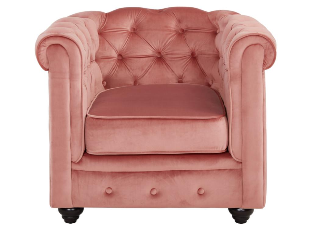 Sillón de terciopelo CHESTERFIELD - Rosa polvo