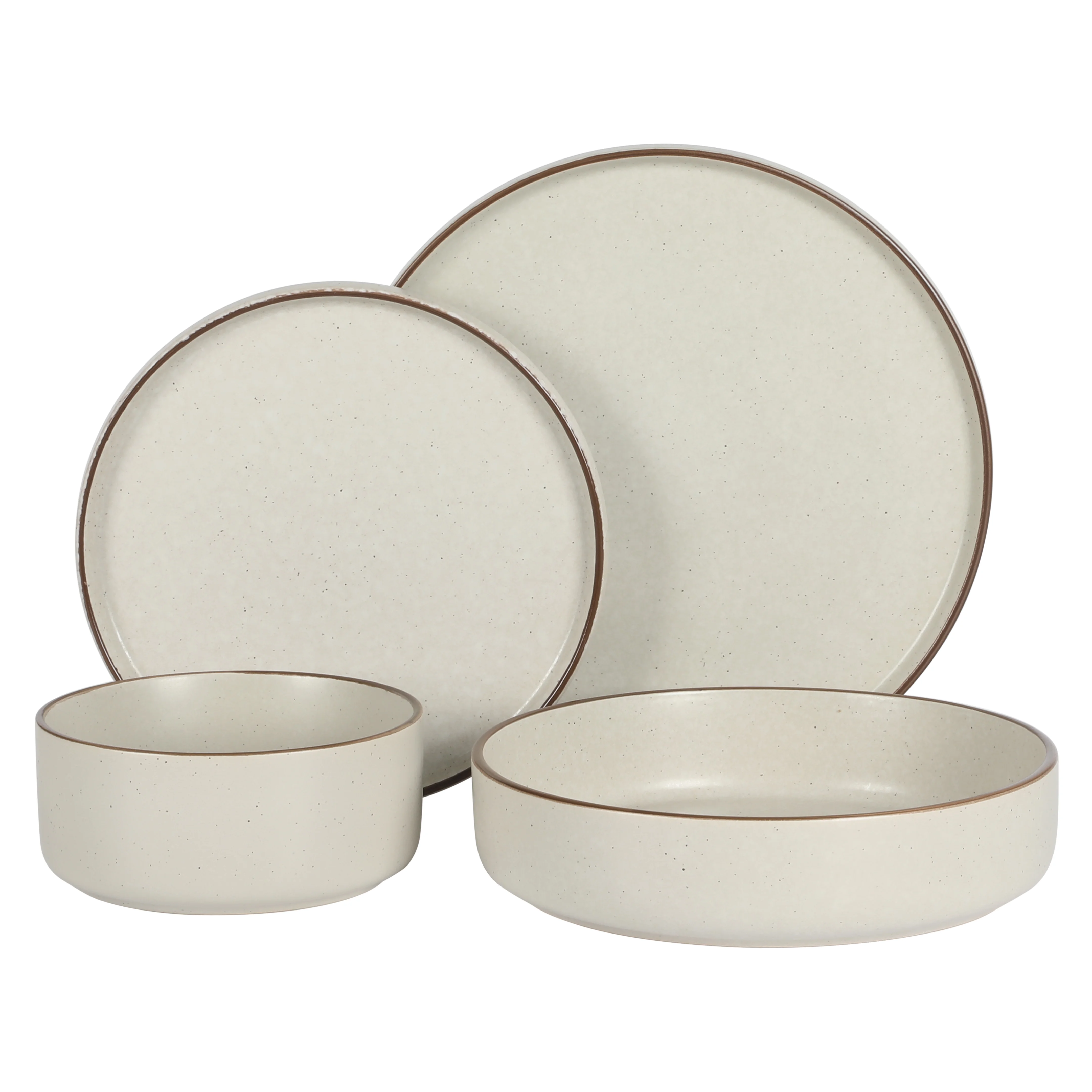 Gibson Elite Gelston Stoneware Matte Reactive Glaze 16 Piece (Service for 4) Plates and Bowl Dinnerware Set - Grey - Image 20