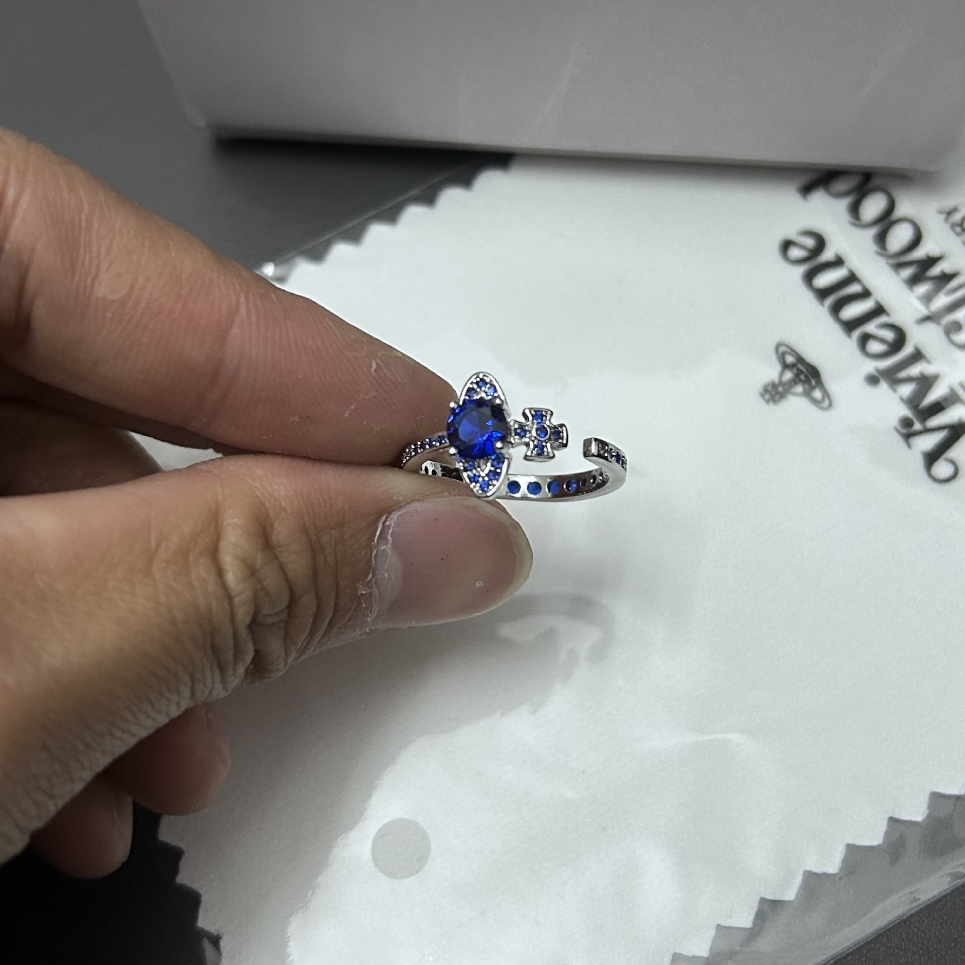 Vivienne Westwood Adjustable Pink Purple Blue Daimond Ring - Original Replica Club