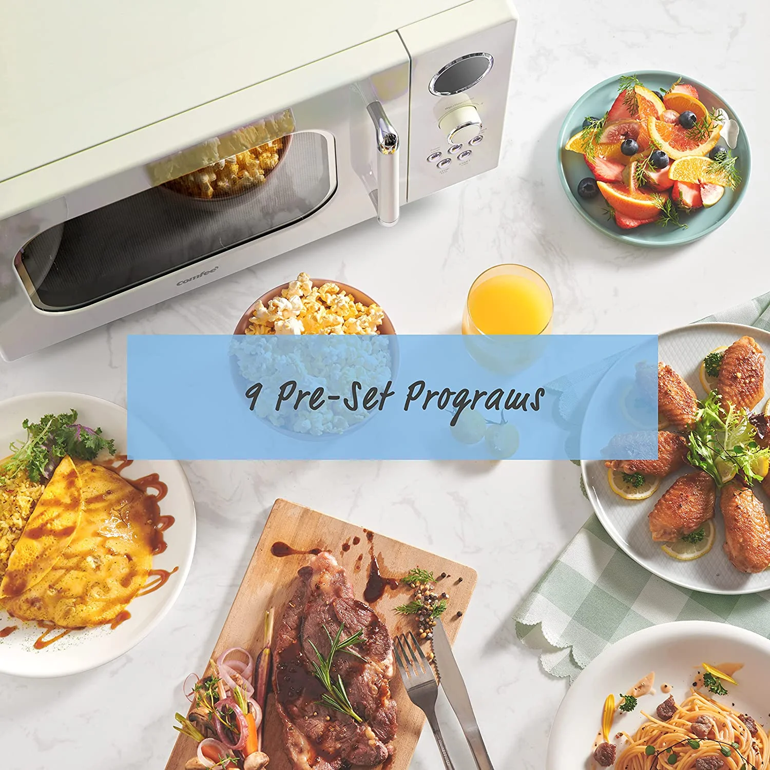 Comfee' Retro Microwave with LED digital display, 0.9 Cu. ft, 900W, Apricot, CM-M092AAT - Image 6