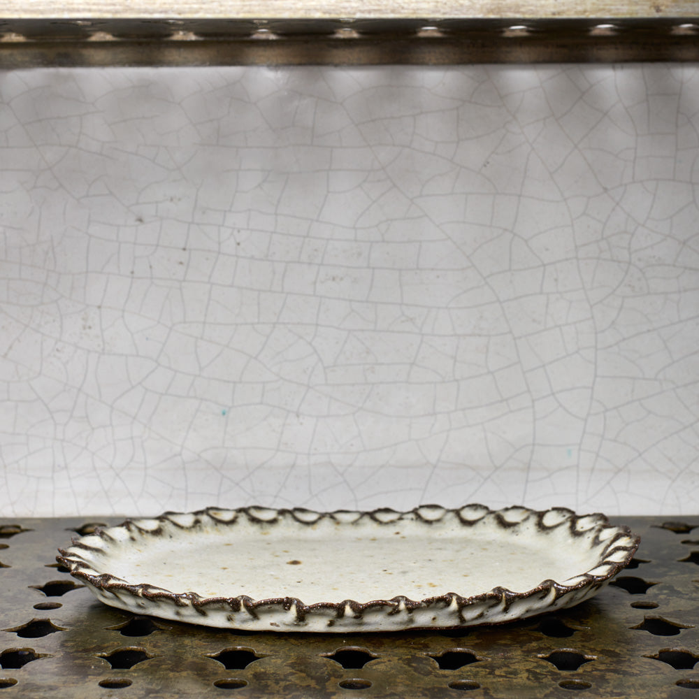 Plat en grès Oval - Blanc