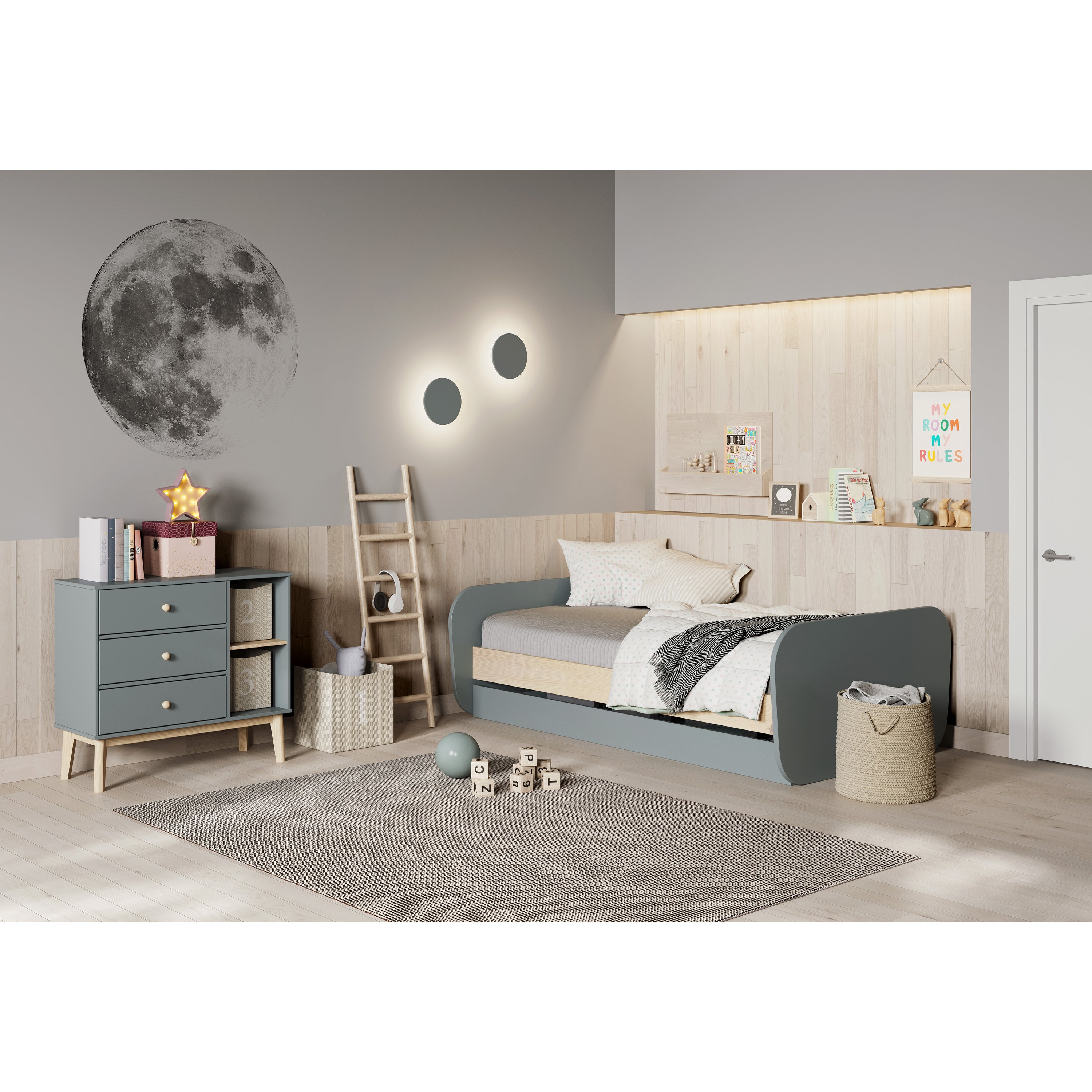 Marckeric - Bed Esteban - Groen - 205.4x102x65cm