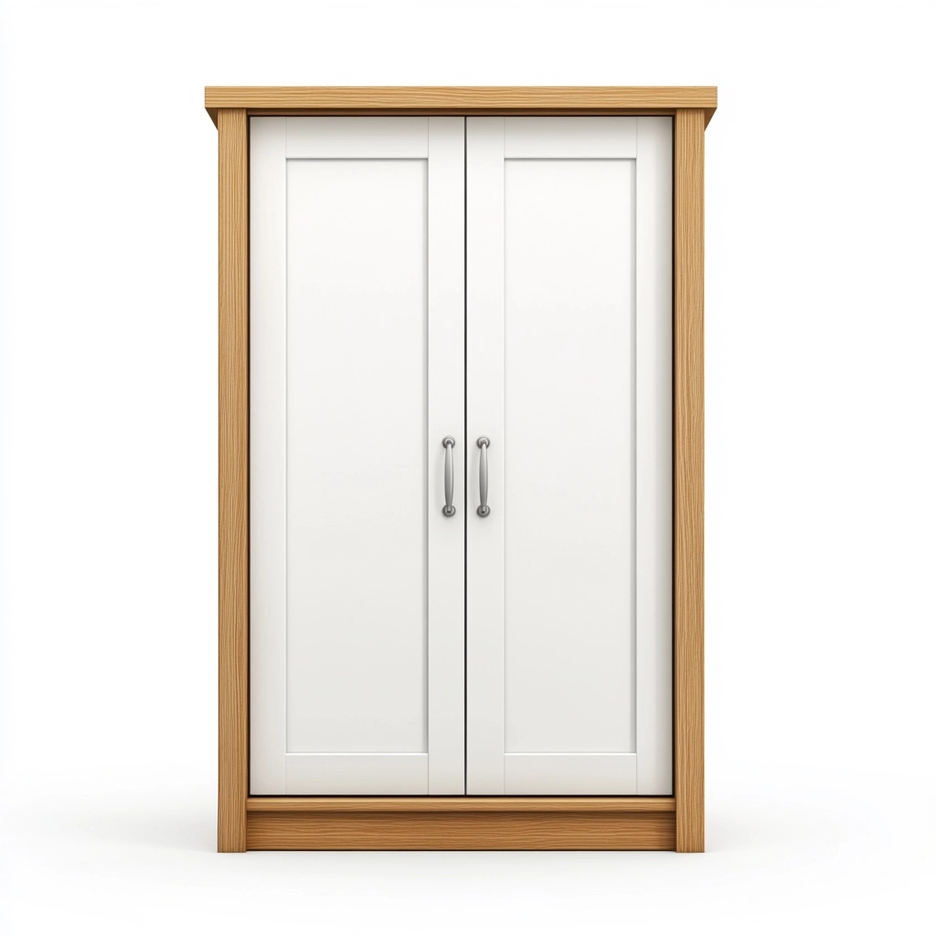 Armario moderno para dormitorio madera y blanco doble puerta almacenamiento amplio 100x180x50 cm QR7206975