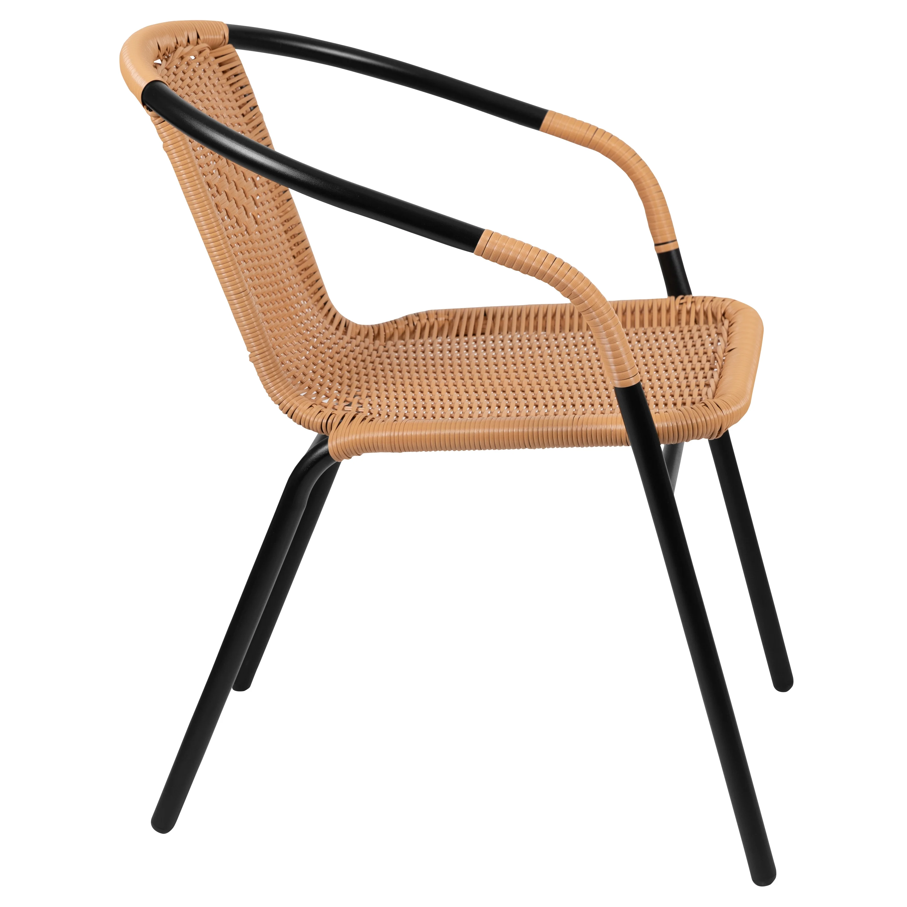 Emma + Oliver Indoor/Outdoor Stacking Rattan Restaurant Patio Chairs, Set of 2, Gray - Image 44