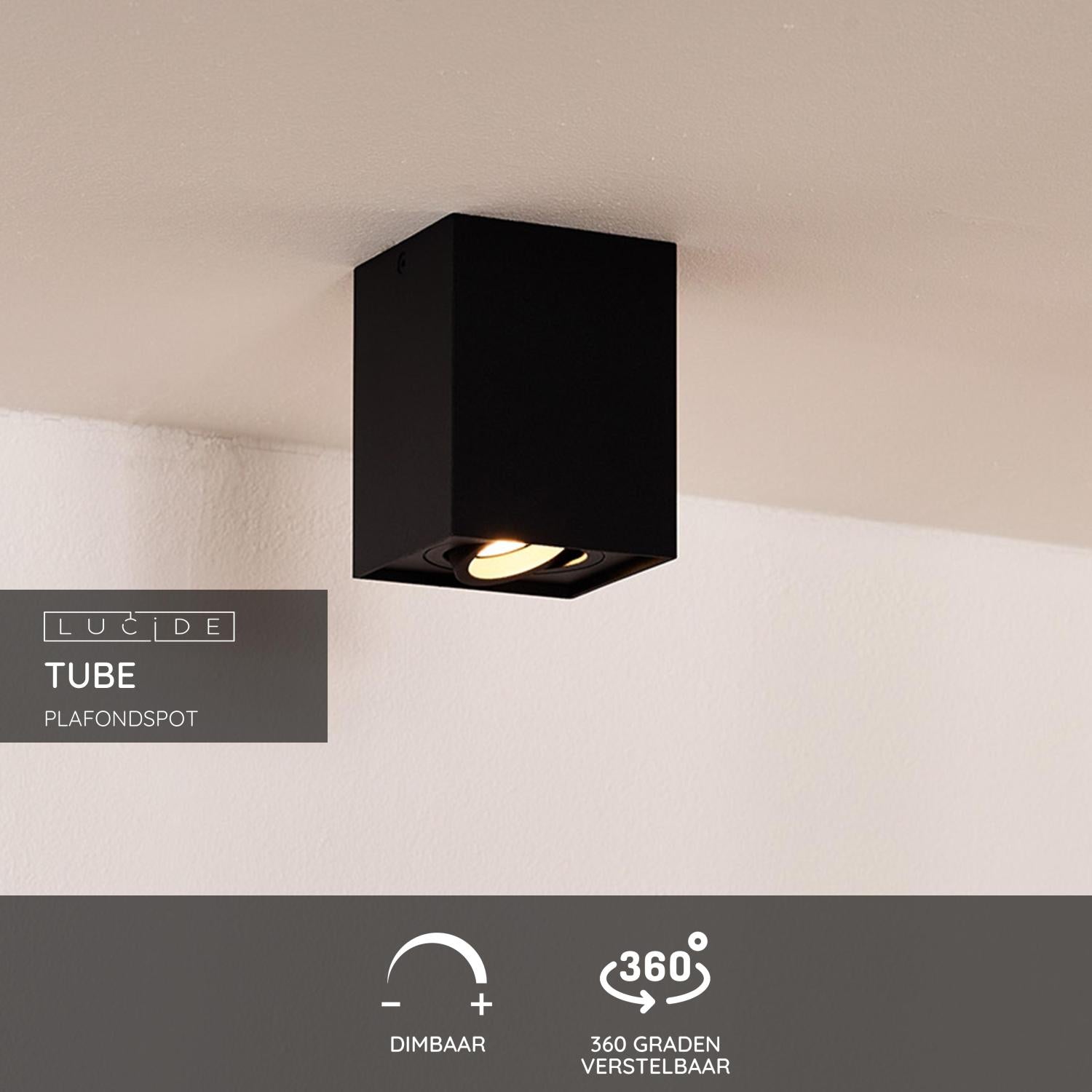 Lucide TUBE Plafondspot - Zwart