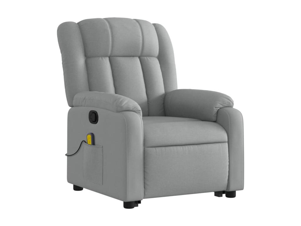 Sillón de masaje reclinable de pie de tela gris claro