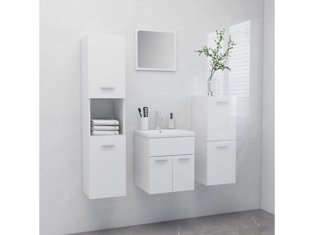 Conjunto de muebles de baño Aglomerado blanco brillo
