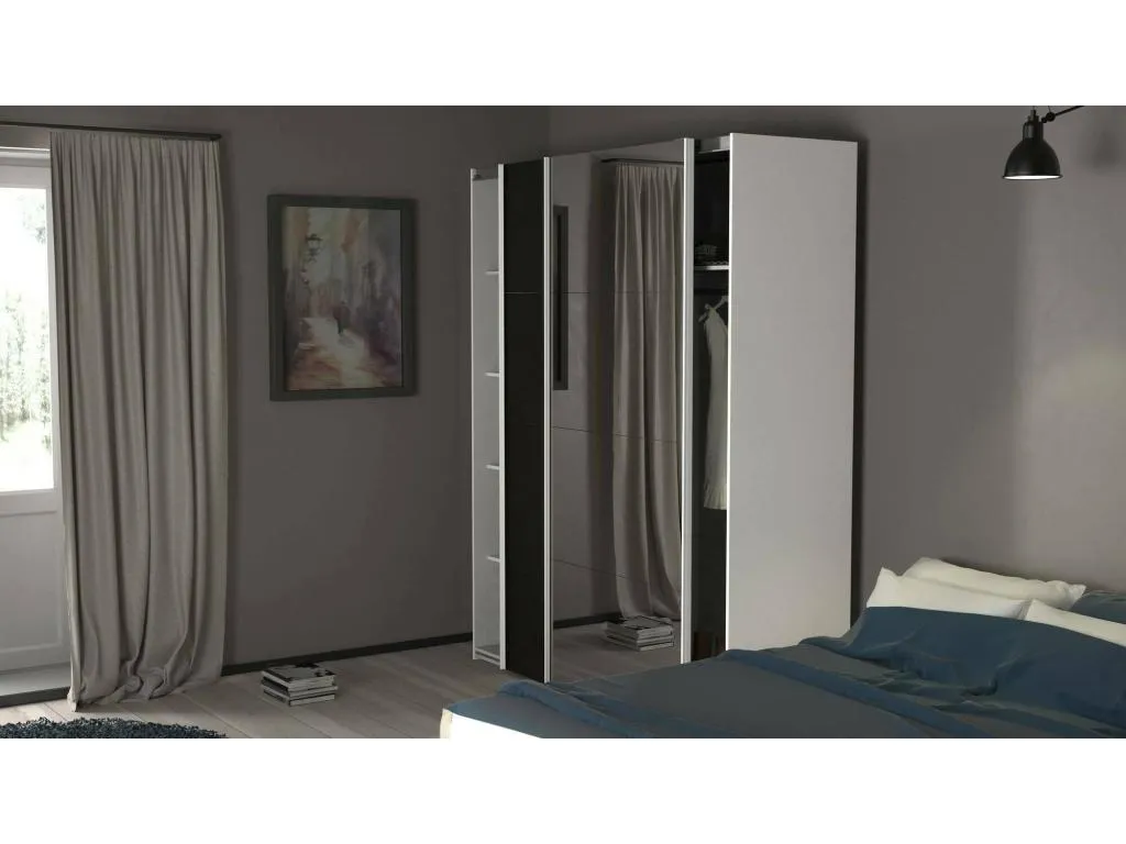 Armario 2 puertas Francomuebleses Muebles de dormitorio Vestidor Armario de ropa 182x61 h220 cm Blanco y Negro