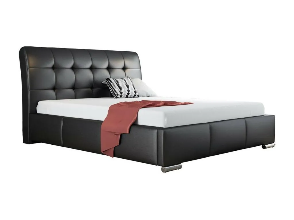 Cama Cosinor 107, doble, negro, 140x200, cuero ecológico, somieres, 160x227x103cm jvt1702191