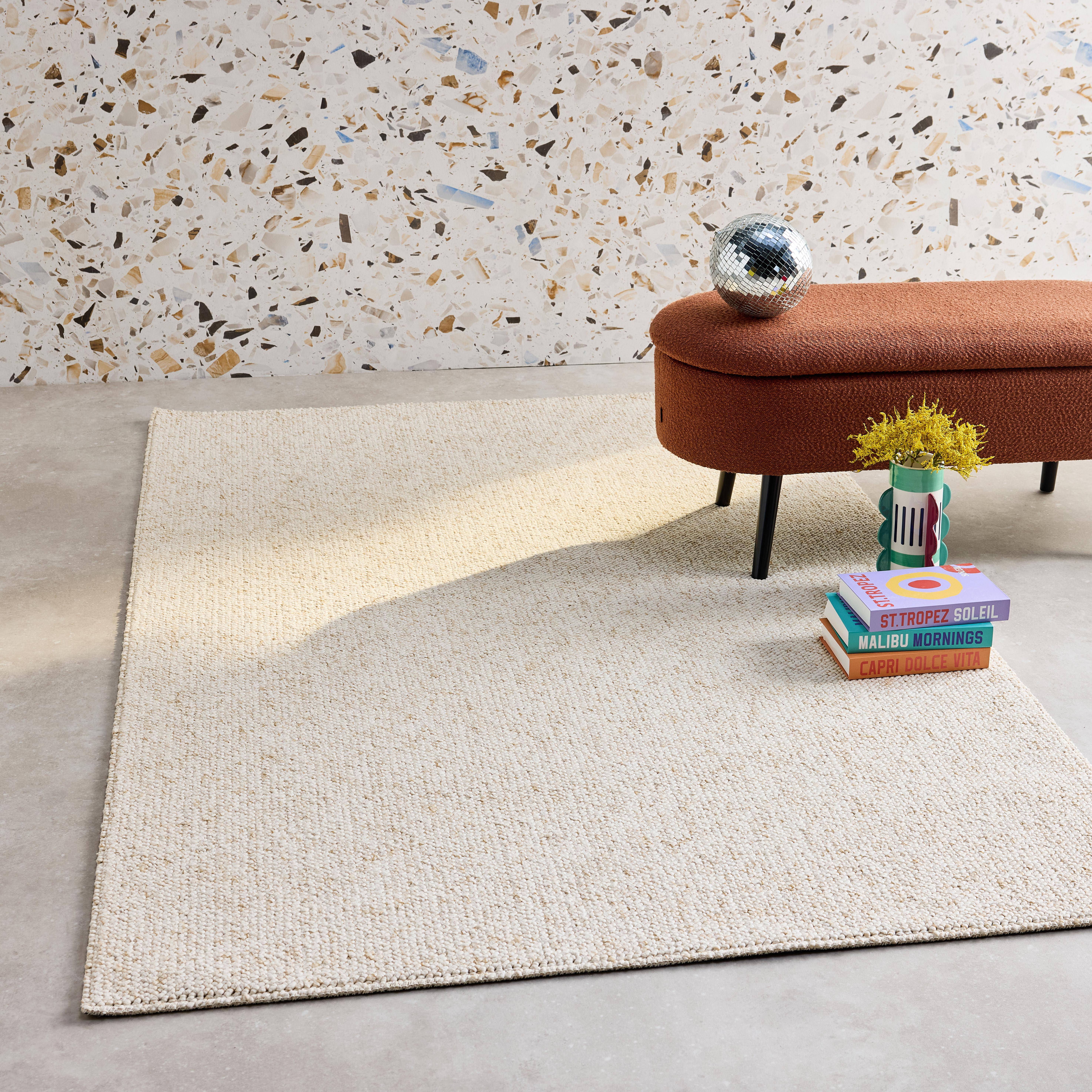 Walter - Alfombra interior borreguito crema efecto jaspeado