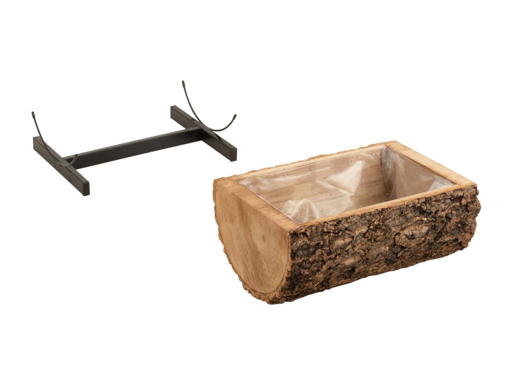 Macetero medio tronco de madera natural Ina L 40 cm