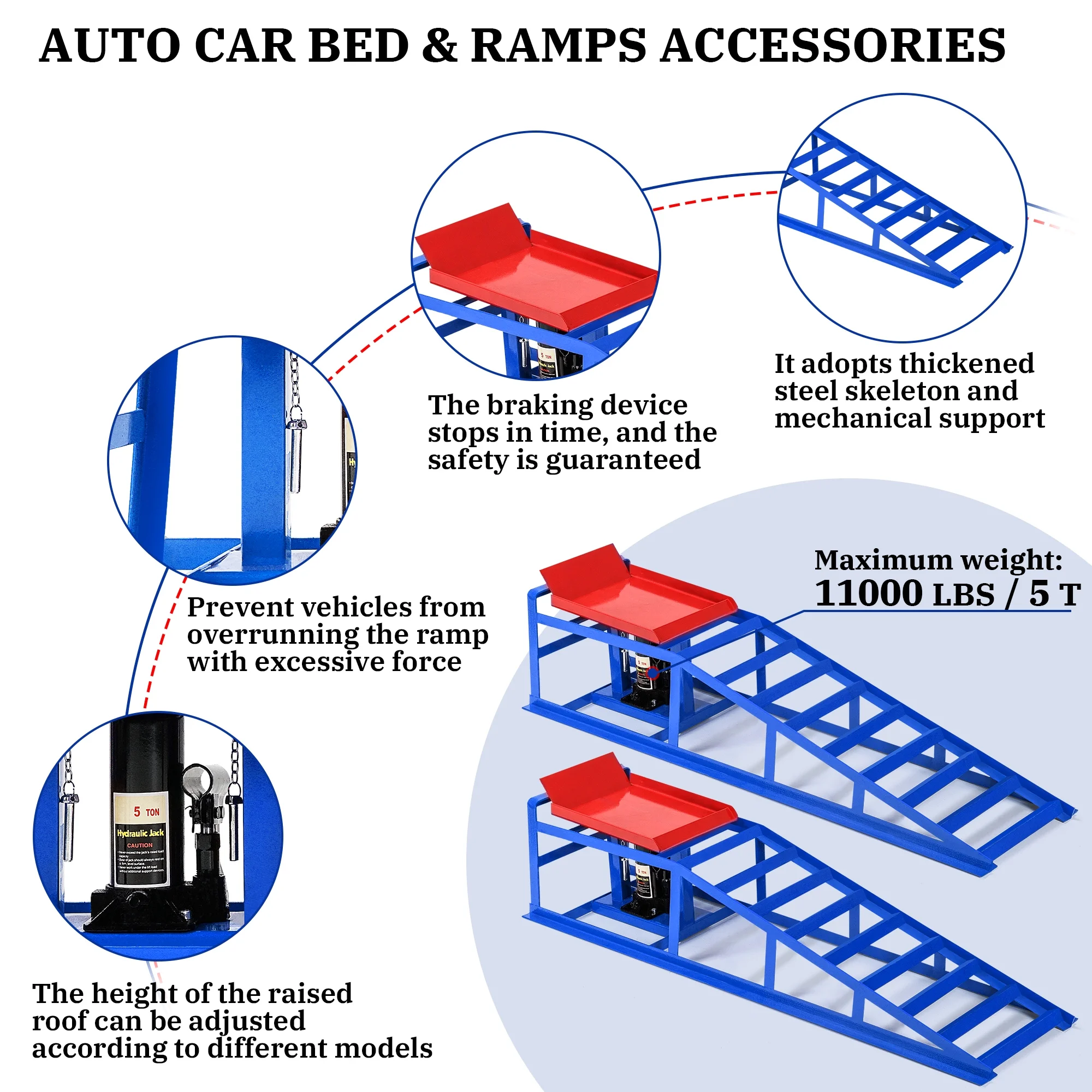 Lafati 2-Pack Hydraulic Car Ramps: Heavy-Duty Vehicle Ramps with 5T / 10000lbs Jack Load Capacity, Portable Design for Effortless Oil Changes and Car Lifts - Image 31