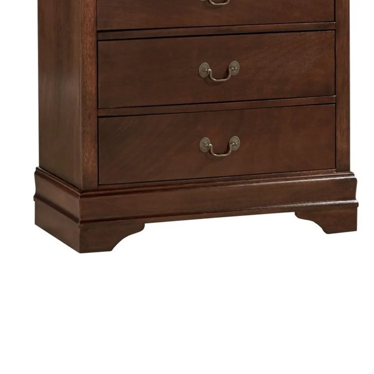 5 Drawer Wooden Chest With Metal Hardware, Cherry Brown- Saltoro Sherpi - Image 4