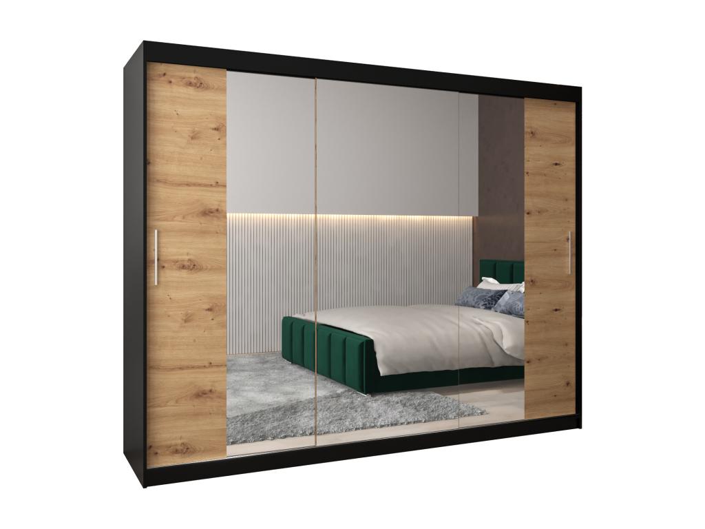 Armario Nestliq 2 de puertas correderas 200/250/62 3 puertas negro/artisan