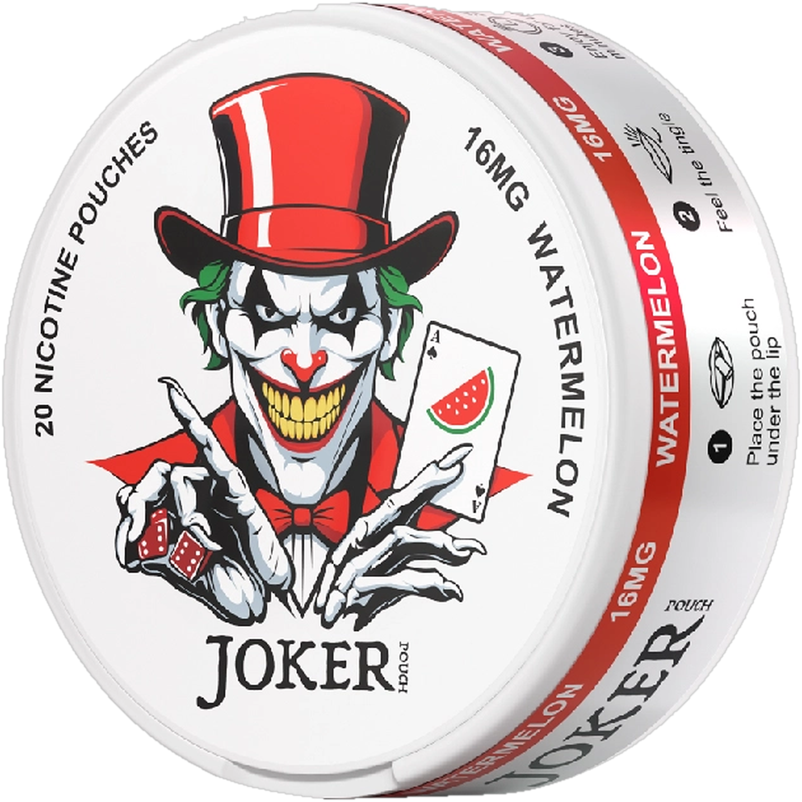 Joker Watermelon 16mg nicotine pouches (side)
