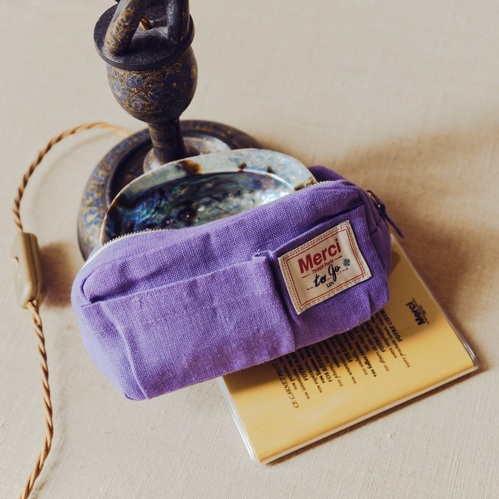 Merci - Trousse en lin lavé - Violet Orage