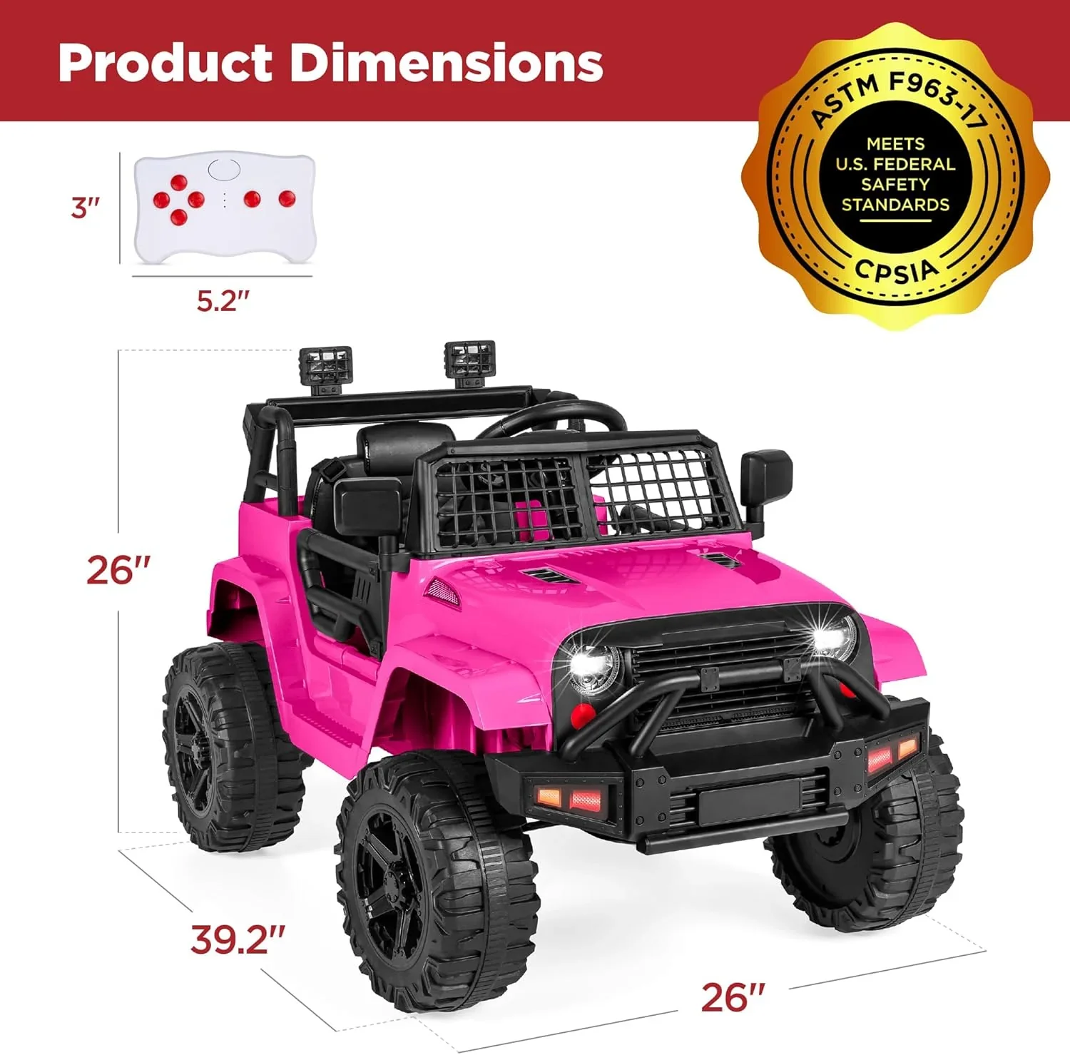 Best Choice Products 12V Kids Ride-On Truck Car with Spring Suspension and LED Lights