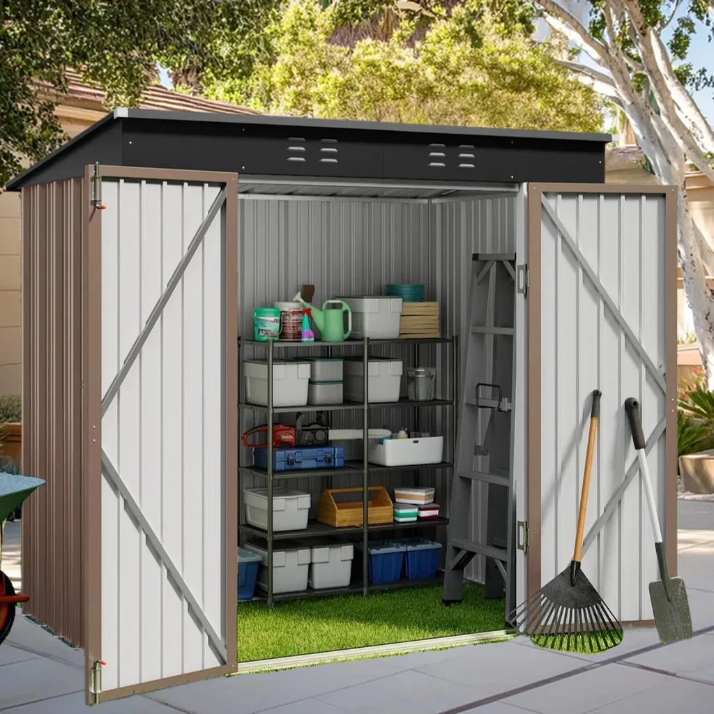 5'x3' Outdoor Storage Shed, Asofer Shed and Outdoor Storage Clearance, Weatherproof Tool Shed, Brown - Image 23
