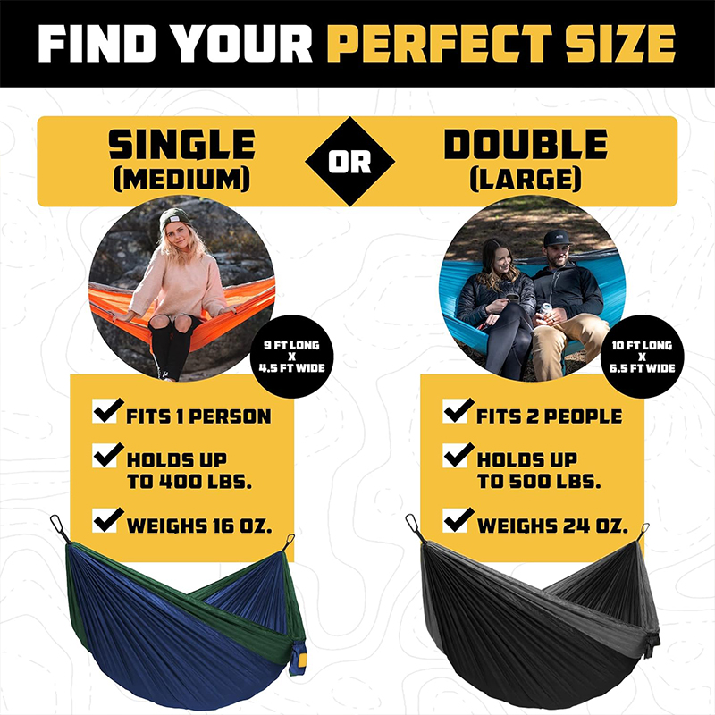 Camping Hammock Portable Lightweight Polyamide Moisture Wicking Breathable Hammock With Tree Straps Travel