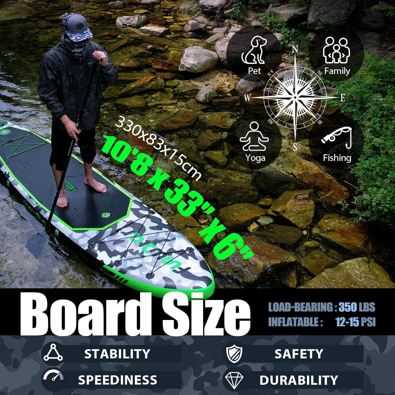 FunWater Inflatable Stand Up Paddle Board, 11 ft x 32 in x 6 in - SUP Paddle Accessories - Image 101 FunWater Inflatable Stand Up Paddle Board, 11 ft x 32 in x 6 in - SUP Paddle Accessories - Image 101