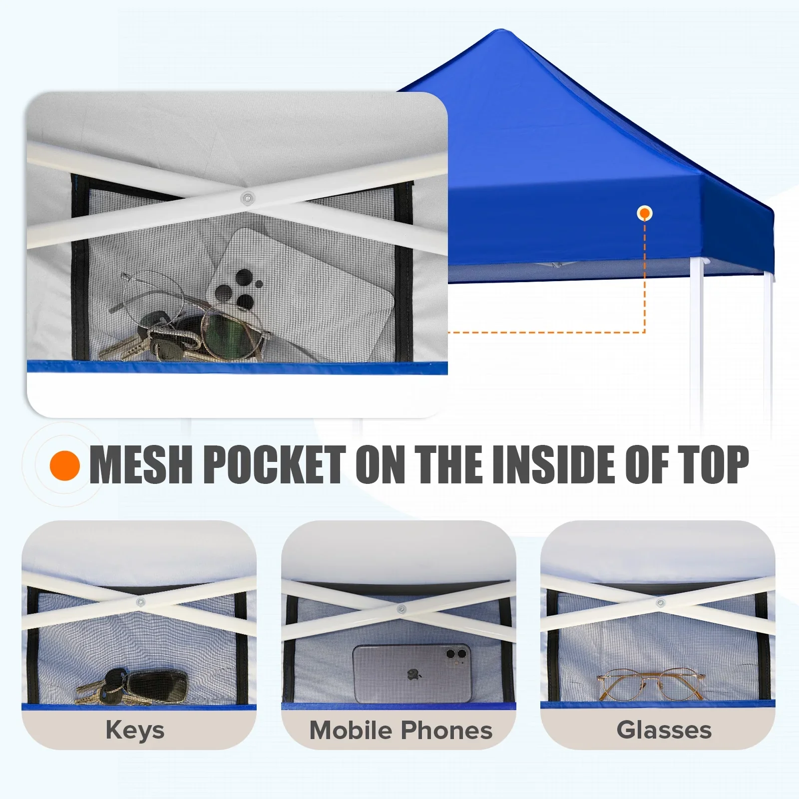 EAGLE PEAK 5x5 Pop up Canopy Tent Instant Outdoor Canopy Easy Set - up Straight Leg Folding Shelter（blue）