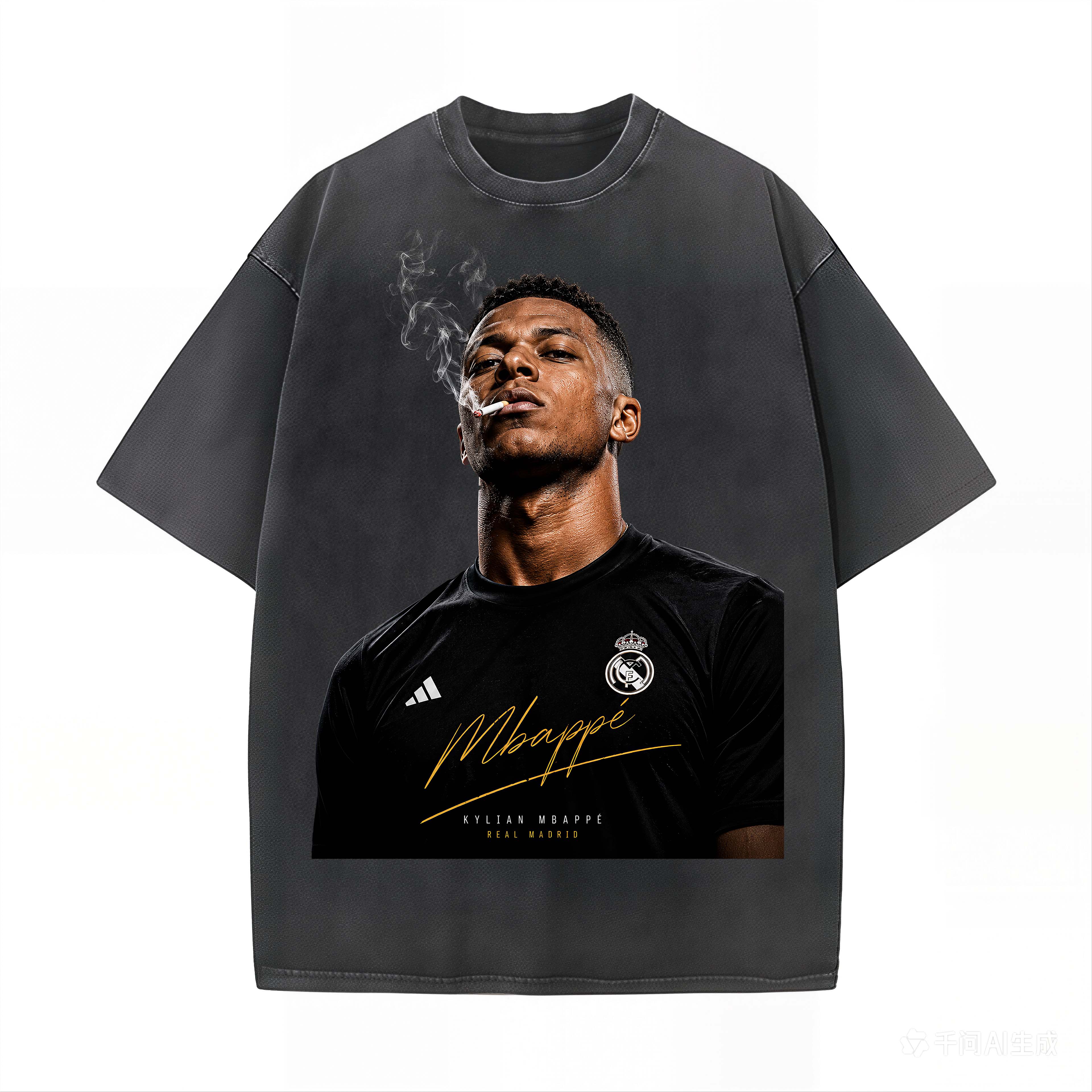 Madrid Football Vibe Printed Unisex Washed T-Shirt Image - 2