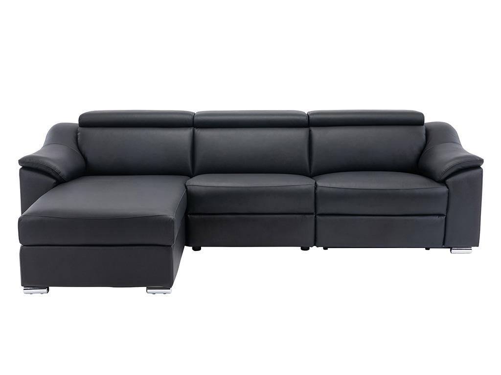 Sofá rinconera relax piel superior negra - ángulo izquierdo