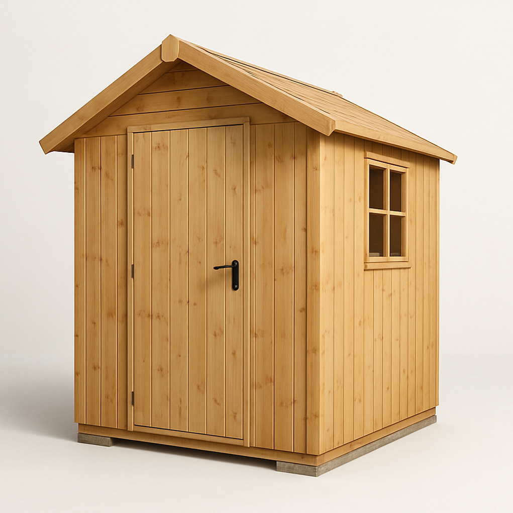 Caseta de jardín de madera rectangular exterior natural 180x150x215 cm kYouFXL373NE