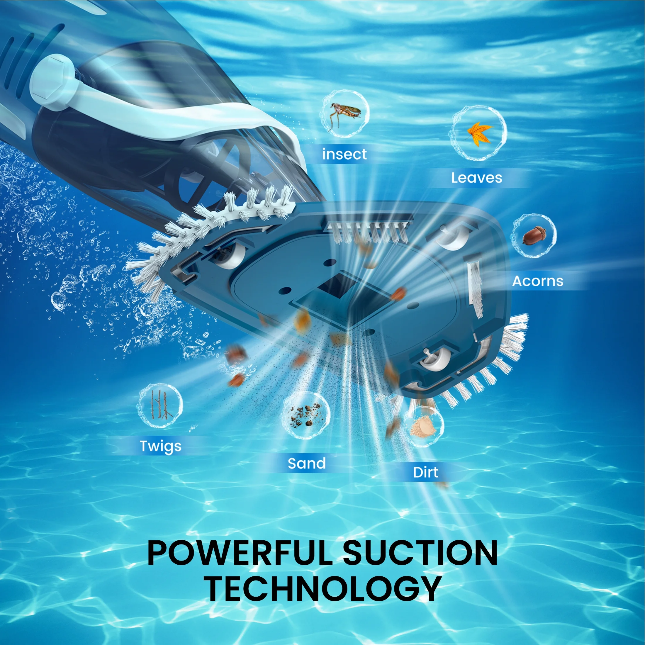 Cordless Pool Vacuum Cleaner, Handheld Pool Vacuum with 80-Minute Runtime for Above & In-Ground Pools, Spas and Hot Tubs, Strong Suction Power, Fast Charging - Image 3
