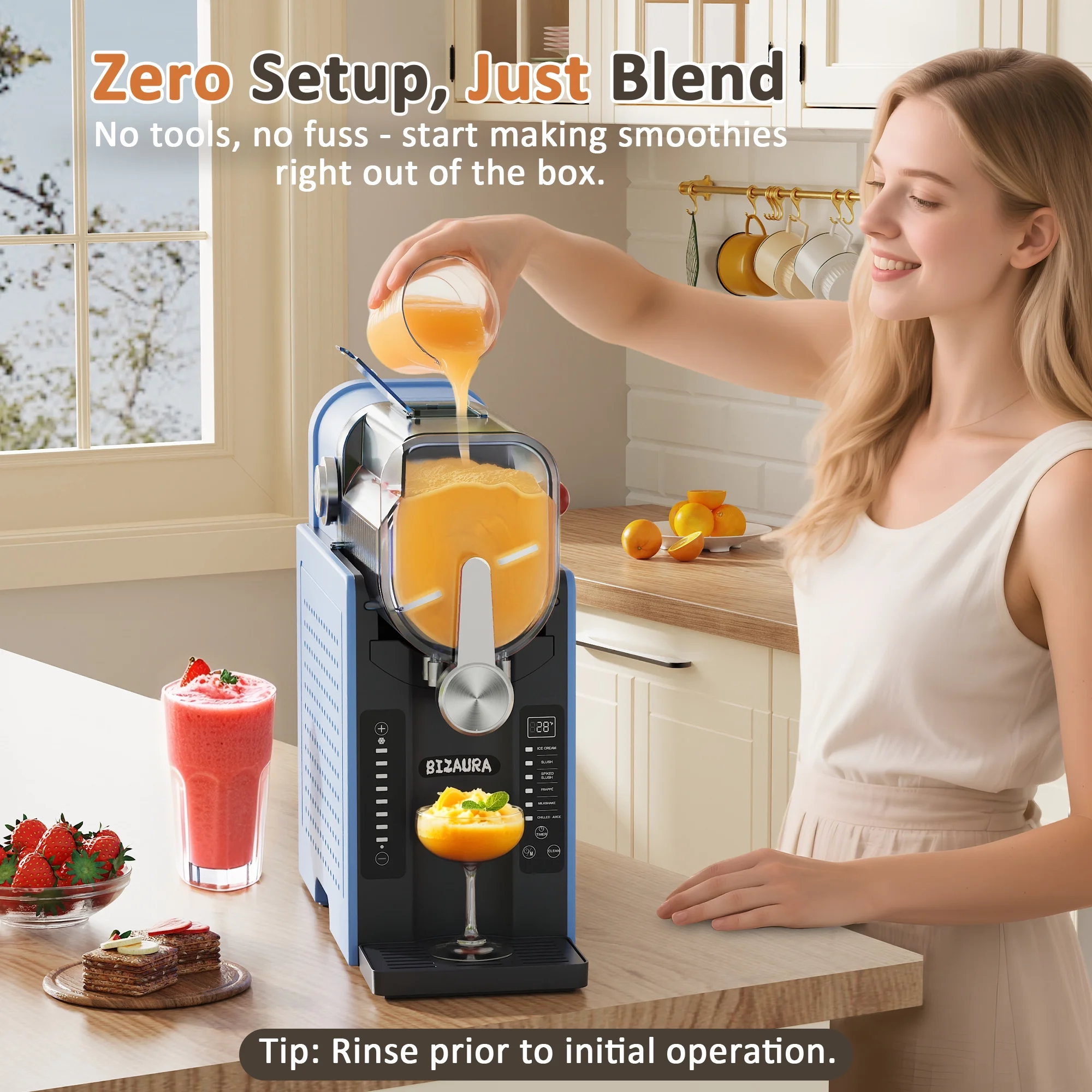 BIZAURA Slushie Machine, Slushy Machine for Home No Ice Need, Professional Frozen Drink Maker, 6 Presets for Milkshakes, Frapp-s, Slush, Ice Cream - Image 16