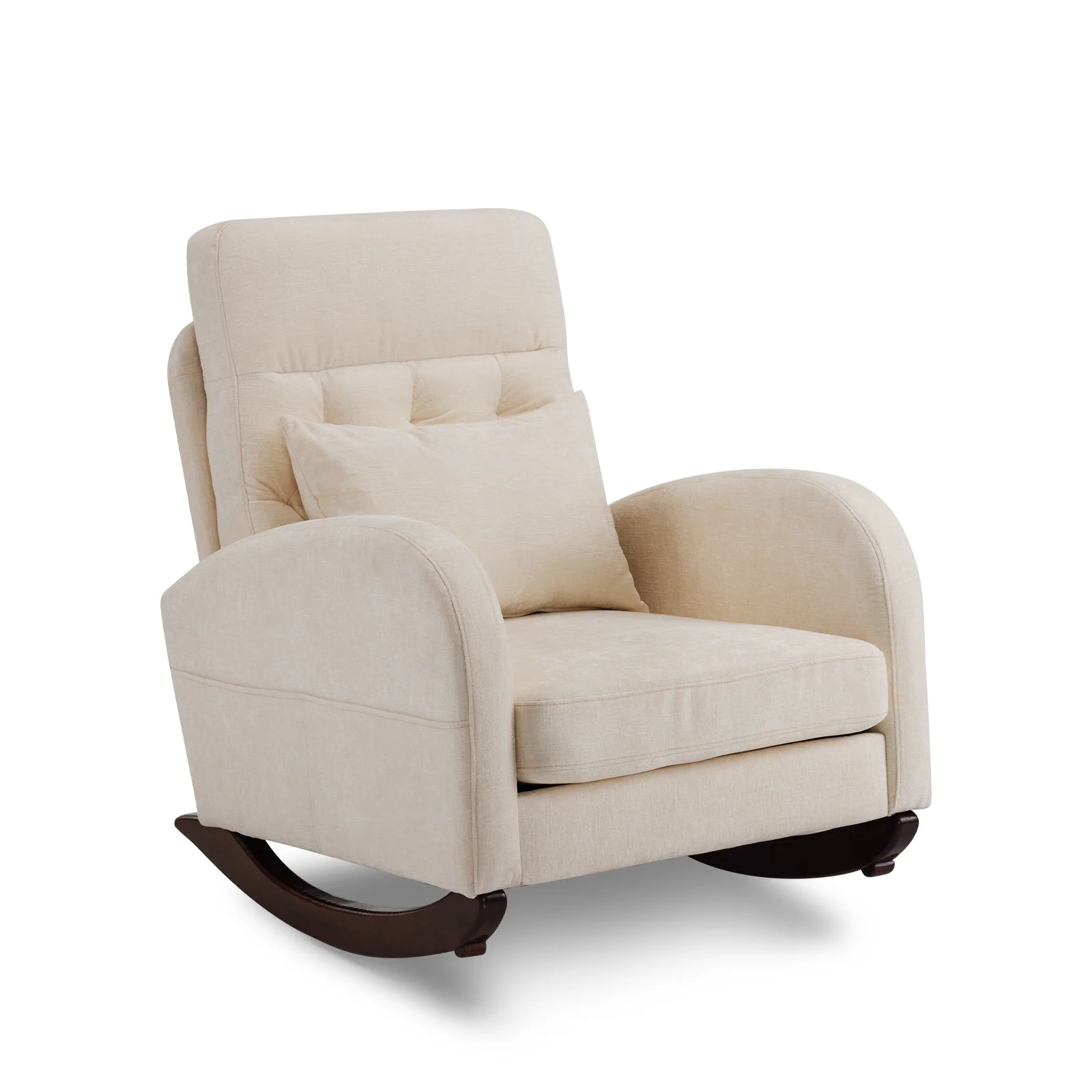 Ktaxon Rocking Accent Chair Glider Reading Chair Comfy Teddy Velvet Upholstered Single Sofa Rocker for Living Room, Nursery, Bedroom Beige - Image 33