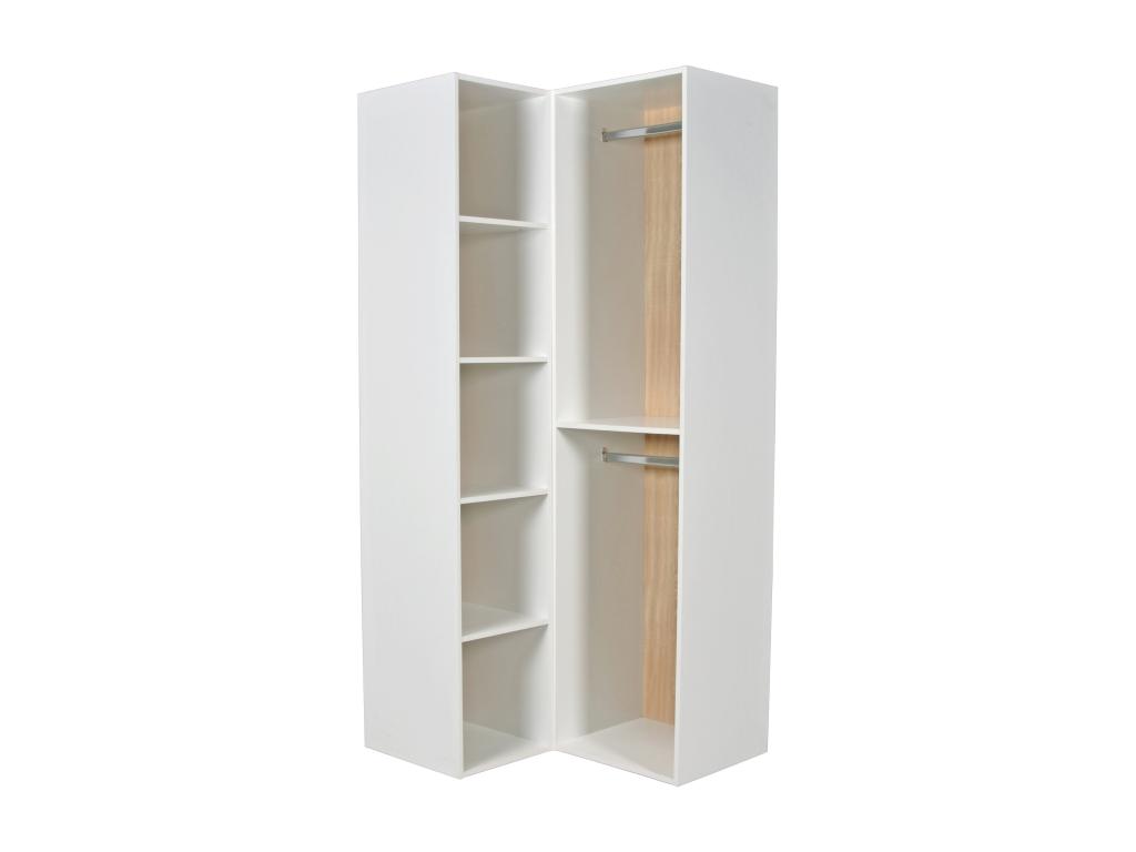Armario ropero de esquina modular - L242,5 cm - Tucasago y natural - TAMOKA