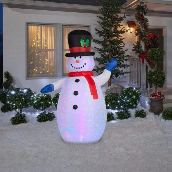 WAYFAIR Christmas-52 36 In W X 35 83 In D X 77 95 In H Projection Inflatable Snowman Rgb