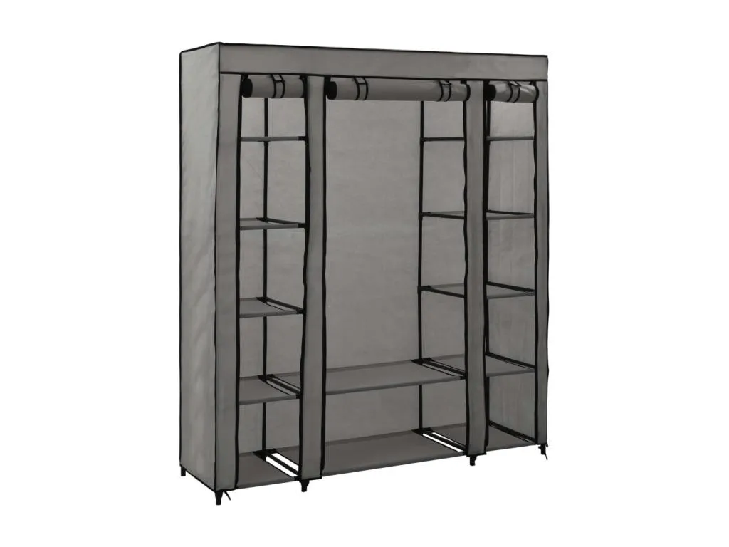 Armario con compartimentos y barras Gris 150x45x176 cm Tela icrz29059