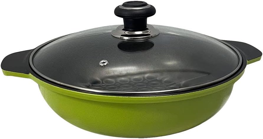 3D Green Bubble Diamond Coating Nonstick Wok 11