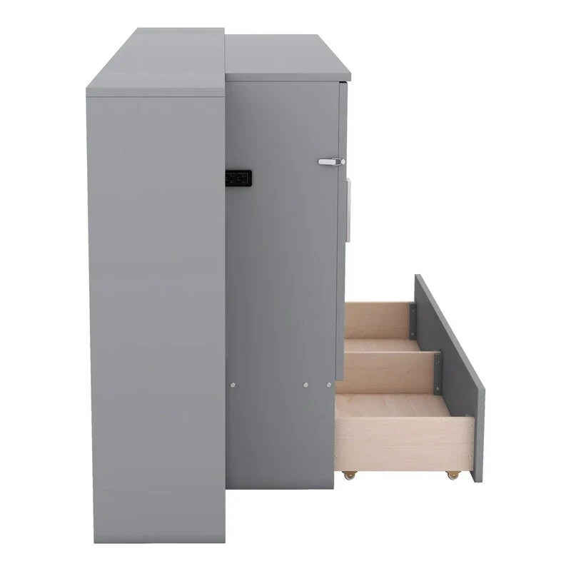 Murphy Wall Bed with Storage Shelves Drawers and USB Charging
