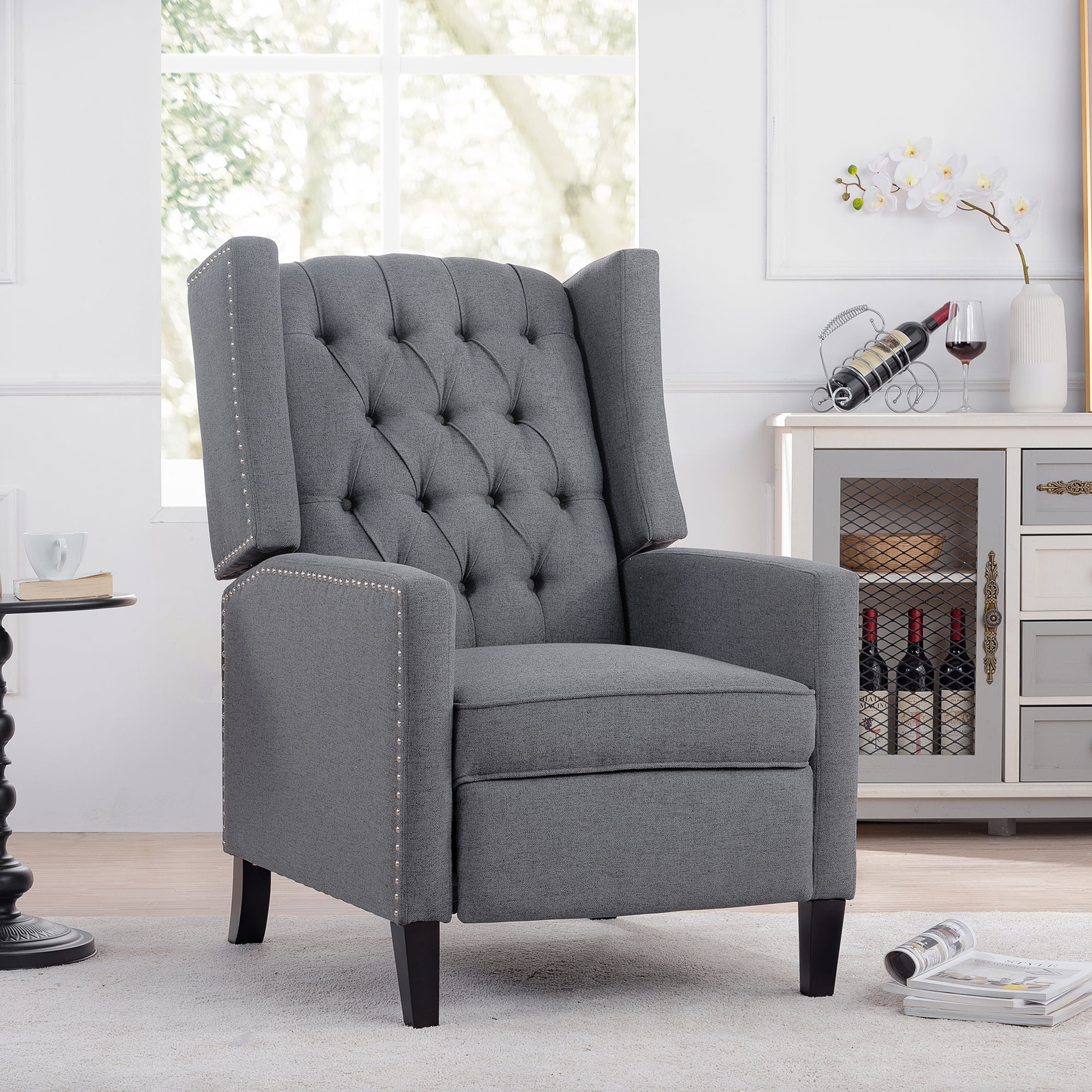 Recliner Chair, Living Room Chairs with Arms, Adjustable Single Reclining Sofa, Home Theater Seating Arm Chair with Thick Padded Seat, Footrest, Lounge Chair for Bedroom, Blue - Image 20