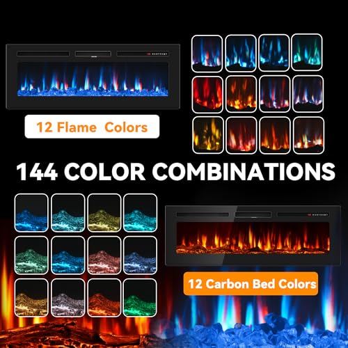 Tehanld 60" Ultra-Thin Electric Fireplace Heater, Recessed Wall Mounted - image 5