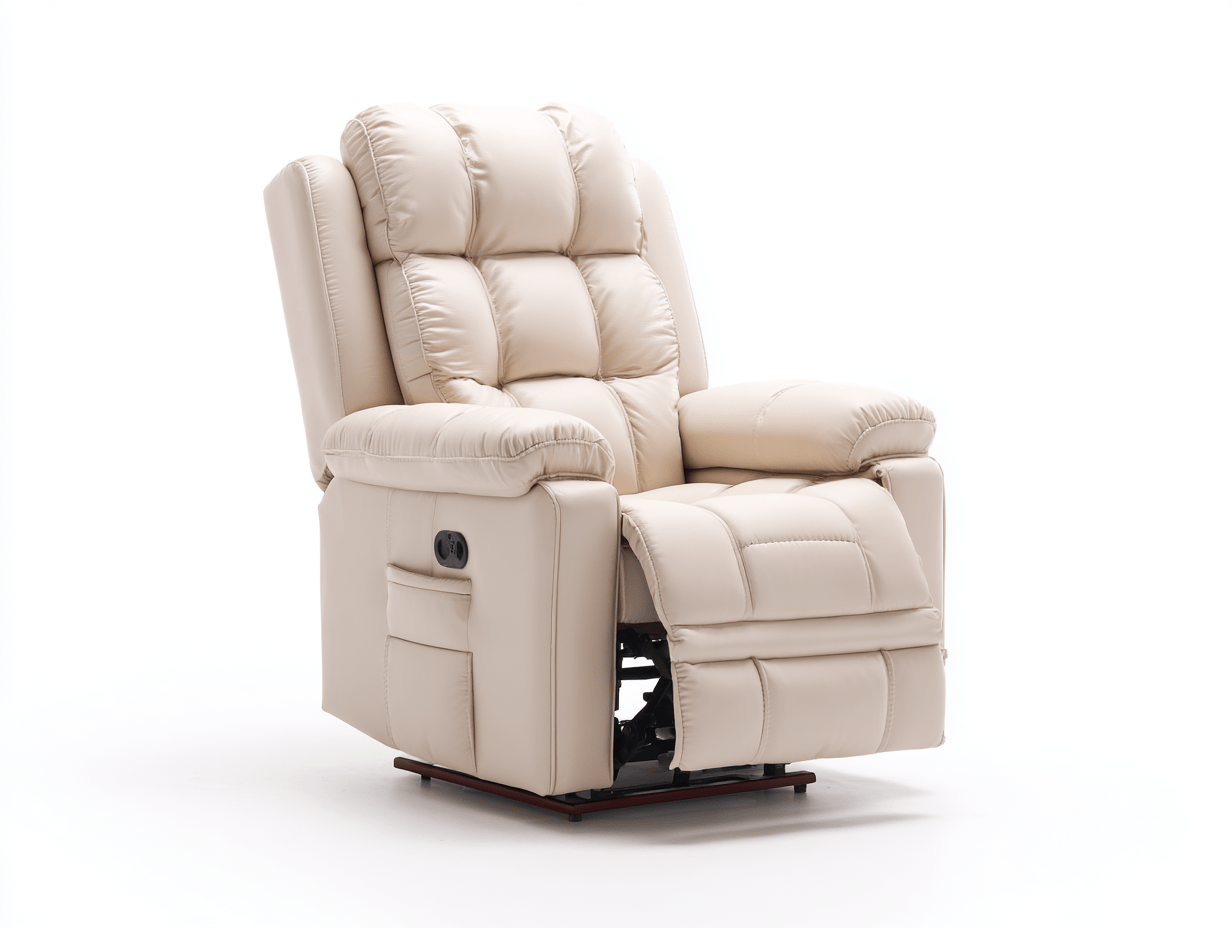 Sillón reclinable eléctrico – cuero sintético – beige – con elevador
