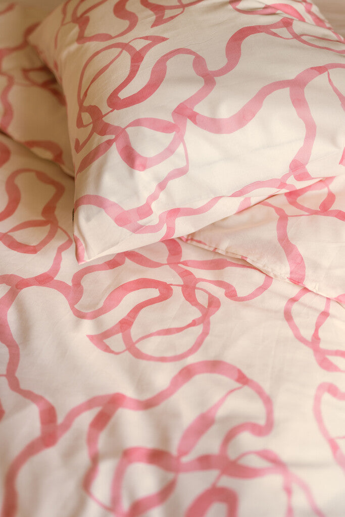 Dindi Home - Dekbedovertrek Pink Party - 200x220 - Off White   Roze