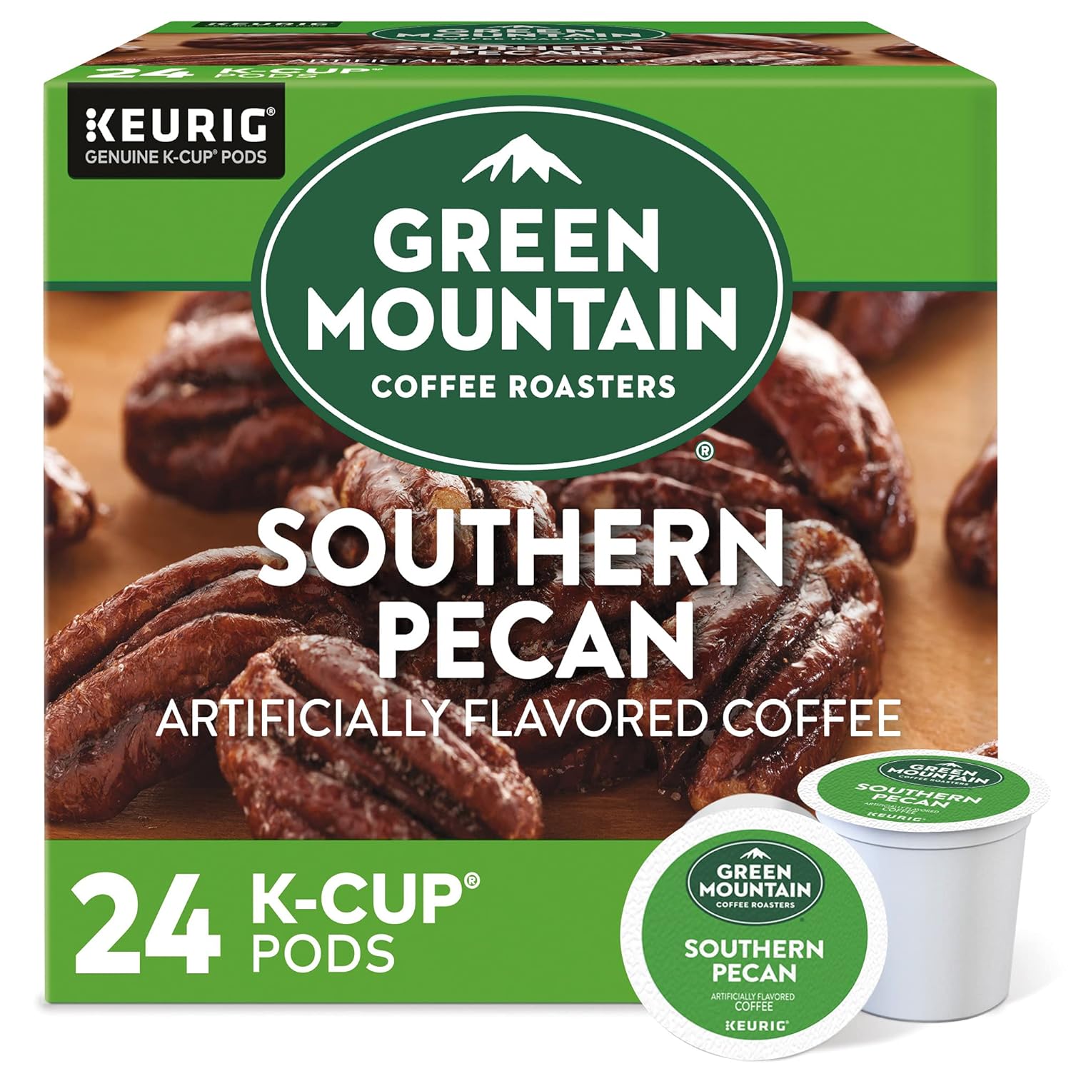 Green Mountain Coffee Roasters Southern Pecan. Single-Serve Keurig K-Cup Pods. Flavored Light Roast. 24 Count
