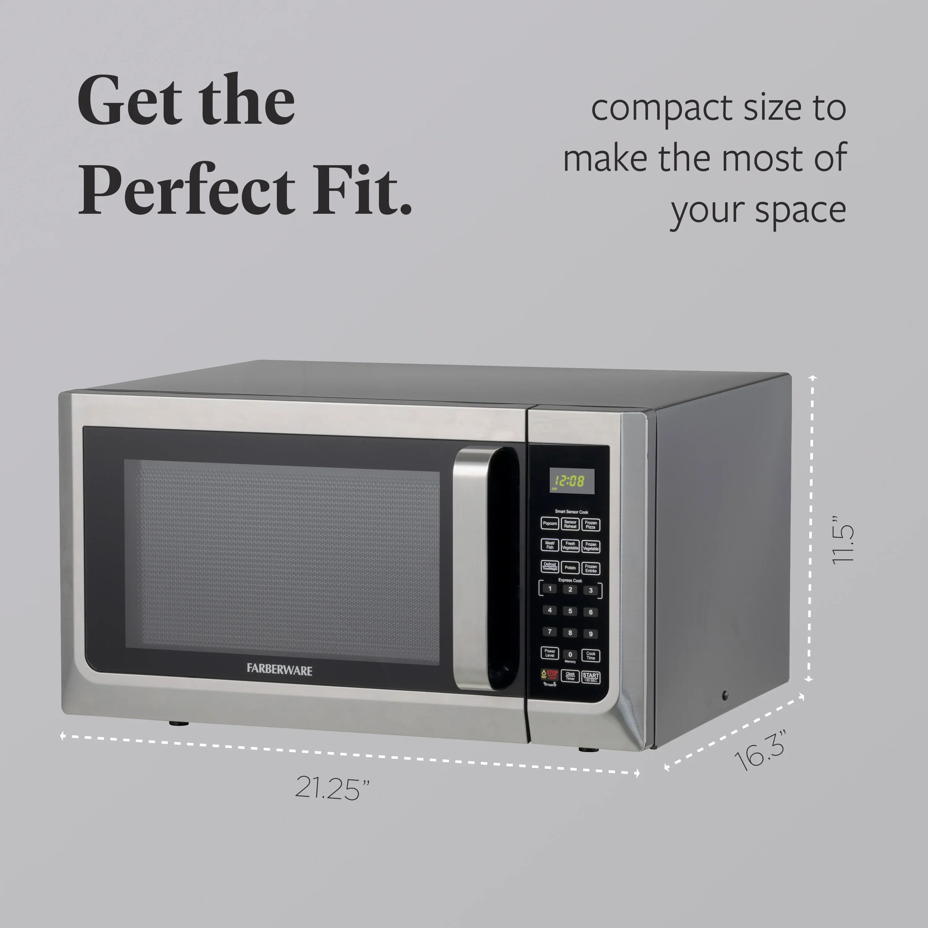 Farberware FMGZ09BKA 0.9 Cu. Ft. Microwave Oven, 900W, Digital Control, LED Display, 6 Cooking Presets, Black
