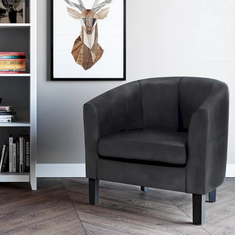 Modern Tub Accent Chair with Upholstered Seat and Wooden Legs