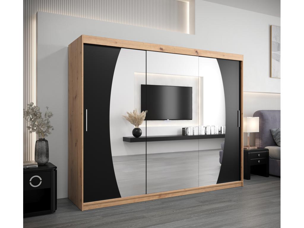 Armario Elypse de puertas correderas 200/250/62 3 puertas (artisan/negro)