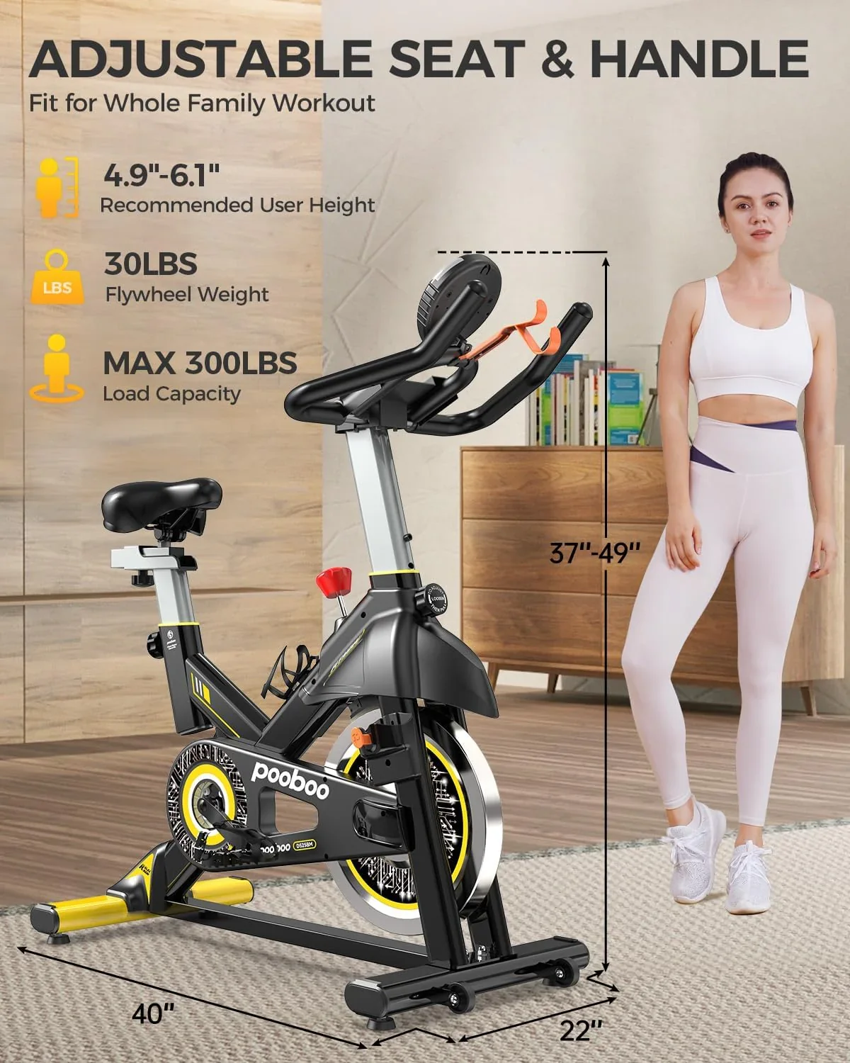pooboo Indoor Exercise Bike With Adjustable Resistance And Belt Drive - Image 7 pooboo Indoor Exercise Bike With Adjustable Resistance And Belt Drive - Image 7