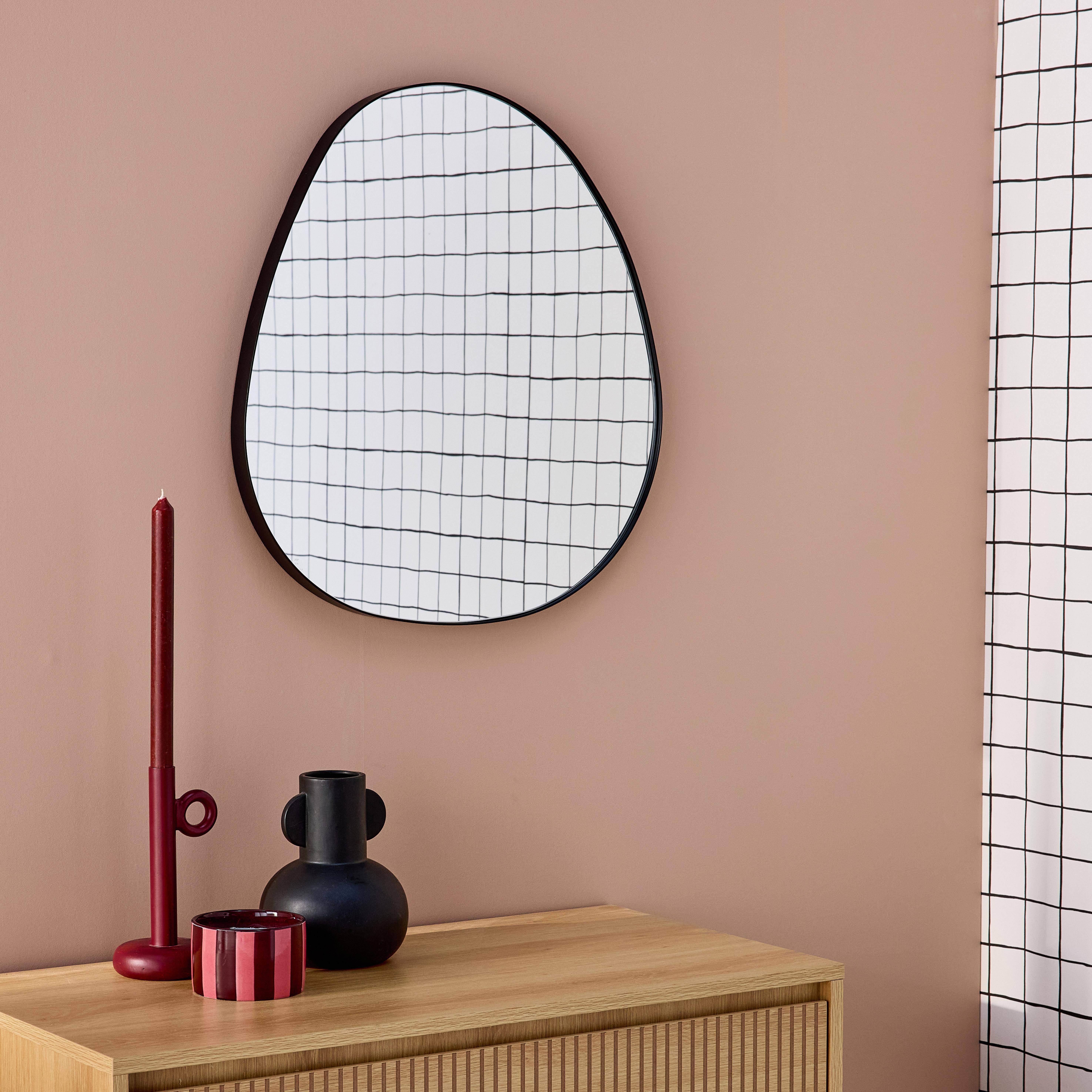 Harper - Espejo de metal negro con forma orgánica decorativo de pared