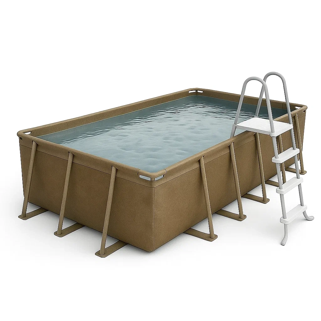 Piscina tubular rectangular desmontable acero 532x265x119 cm color caqui/gris con filtro y escalera hJInnml192Me