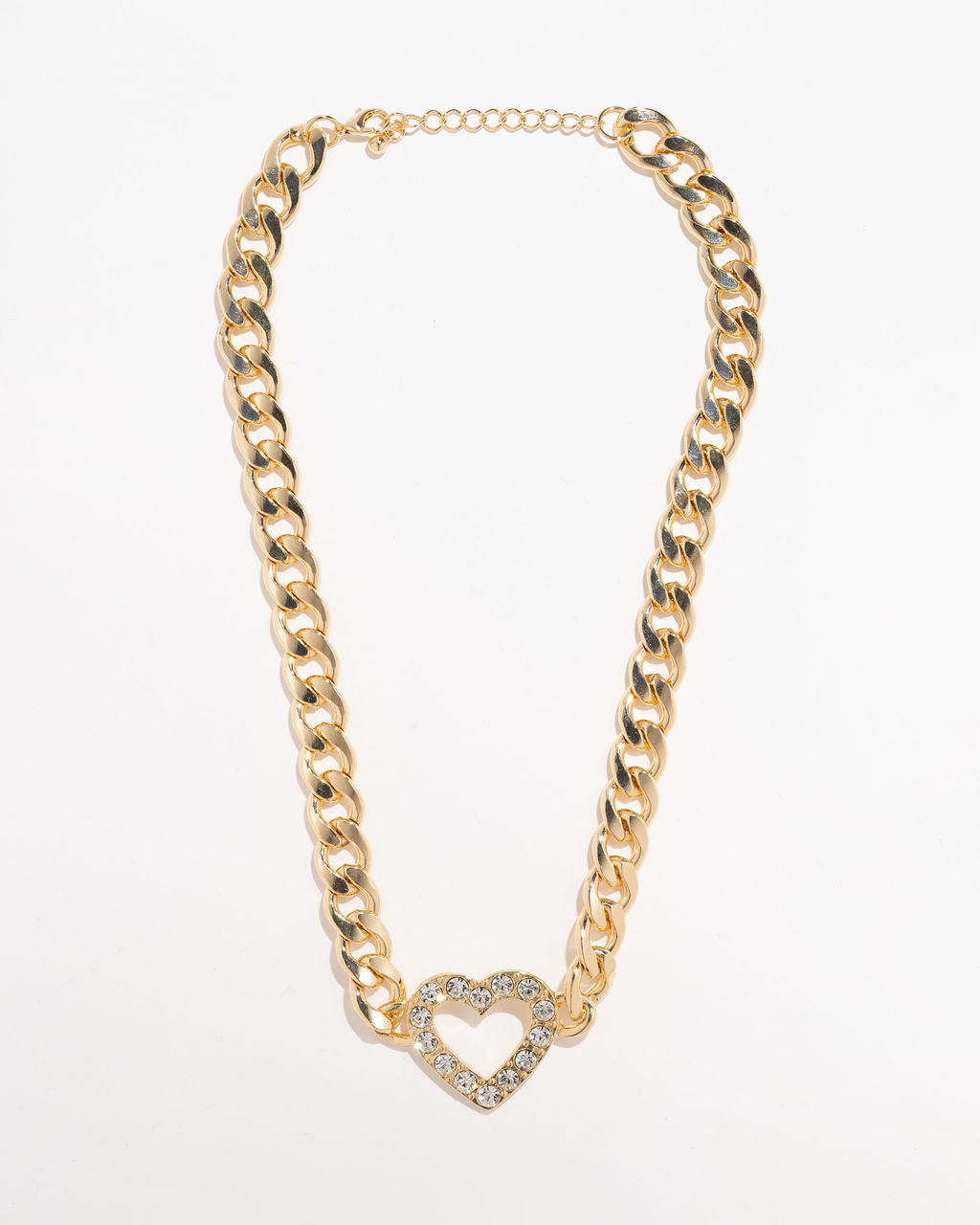Shashi - Catherine Heart Embellished Chain Necklace - Gold - Se7enfashion