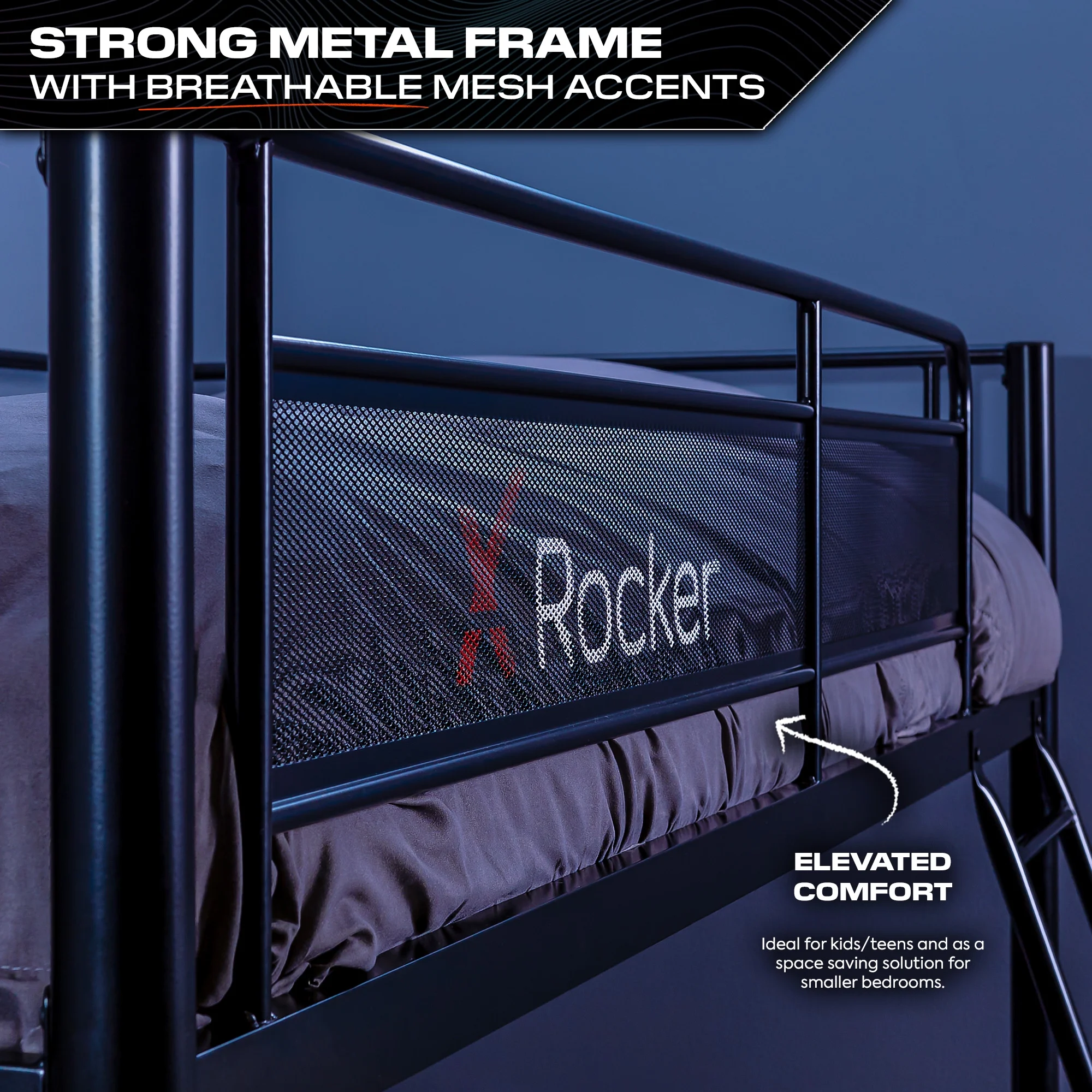 X Rocker HQ Gaming Bunk Bed with LED Lighting, Black, Twin - Image 5